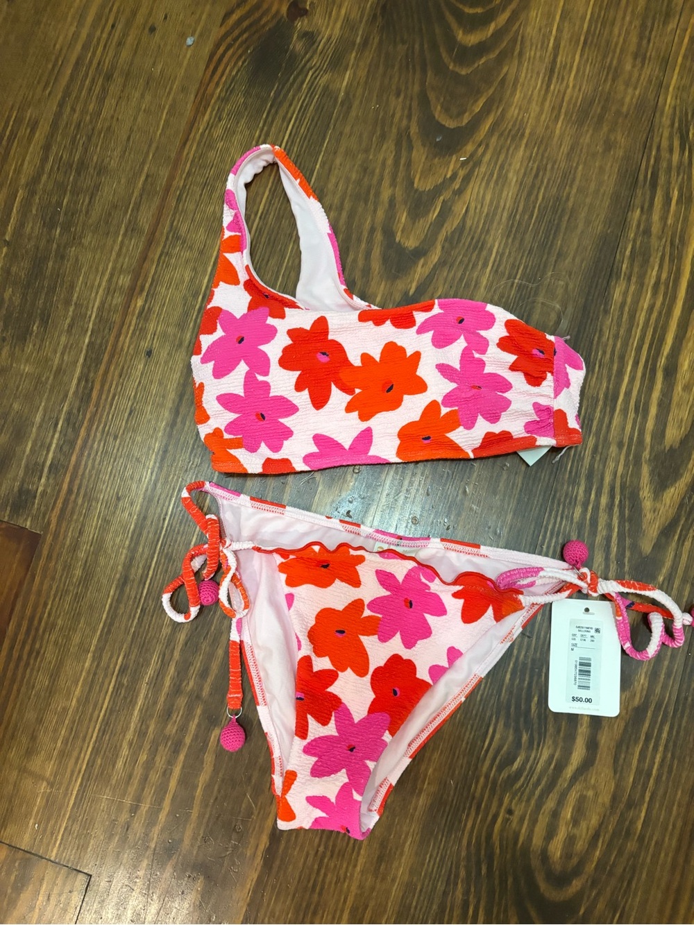 Juniors Pink Floral Two-Piece Swim Set